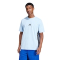 Camiseta adidas Malha Simples Essentials Três Listras - Masculina AZUL CLARO/PRETO