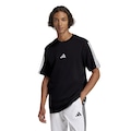 Camiseta adidas Malha Simples Essentials Três Listras - Masculina PRETO/BRANCO