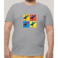 Camiseta Plus Size Masculina WSS Pop Surf CINZA