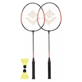 Kit Badminton Vollo VB003 2 Raquetes e 2 Petecas PRETO/VERMELHO