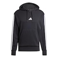 Blusão de Moletinho Capuz adidas Essentials 3-Stripes - Masculino PRETO