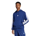 Blusão de Moletinho Capuz adidas Essentials 3-Stripes - Masculino AZUL CLA/BRANCO