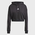 Blusão de Moletom Capuz adidas Essentials French Terry Crop 3 Listras - Feminino PRETO