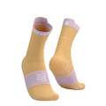 Meia de Compressão Compressport Cano Médio para Corrida V4 - Adulto ROSA/LARANJA