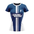 Camiseta Dry Fit Beach Tennis com Proteção Uv50 Cen - Feminina AZUL/BRANCO