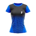 Camiseta Dry Fit Beach Tennis com Proteção Uv50 Cen - Feminina AZUL/PRETO