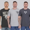 Camiseta NBA I Brooklyn Nets - 3 Unidades - Masculina PRETO/CINZA