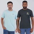 Camiseta Hang Loose - 2 Unidades - Masculina PRETO/AZUL CLA