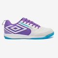 Chuteira Futsal Adulto Umbro Pro 5 Bump BRANCO/ROXO