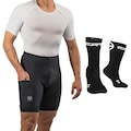 Kit Bermuda Ciclismo Free Force Basic com Bolsos + Meia - Masculina PRETO