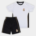 Conjunto Real Madrid Símbolo Camisa + Bermuda Balboa - Infantil BRANCO/PRETO