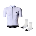 Kit de Camisa de Ciclismo Mauro Ribeiro Fiber 2.0 Slim + Meia - Masculina BRANCO