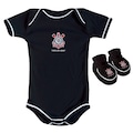 Kit Body + Pantufa do Corinthians Torcida Baby - Infantil PRETO/BRANCO