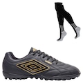 Kit Chuteira Society Umbro Class Footballer e Meião - Adulto PRETO/OURO
