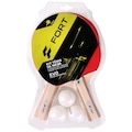 Kit Tênis de Mesa Fort Evo 2 Raquetes 3 Bolas 1 Rede com Suporte PRETO/VERMELHO