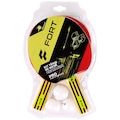 Kit de Tênis de Mesa Fort Pro 2 Raquetes 3 Bolas 1 Rede com Suporte PRETO/VERMELHO