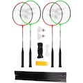 Kit de Badminton Fort 4 Raquetes 2 Petecas 1 Rede VERDE/VERMELHO