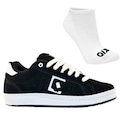 Tênis Qix Combat Suede + Par de Meia - Masculino PRETO/BRANCO