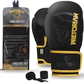 Luva de Boxe e Muay Thai Pretorian First FX2 + Bandagem Extra - Adulto PRETO/AMARELO