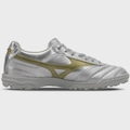 Chuteira Society Adulto Mizuno Morelia II Pro AS PRATA/OURO