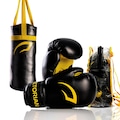 Kit Boxe e Muay Thai com Mochila Pretorian - 6 oz Infantil PRETO/AMARELO