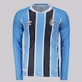 Camisa Manga Longa do Grêmio I 2025 Umbro Patch Sul-Americana Masculina AZUL