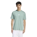 Camiseta Malha Simples Essentials Três Listras - adidas - Homem VERDE/BRANCO