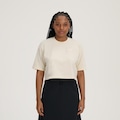 Camiseta New Balance Cropped Small Logo - Feminina BEGE