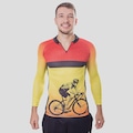 Camisa de Ciclismo Masculina Head Manga Longa VERMELHO/AMARELO ESC