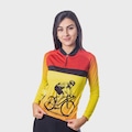Camisa de Ciclismo Feminina Headt Manga Longa VERMELHO