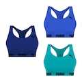 Kit Feminino Top Puma Nadador sem Costura - 3 Unidades AZUL/VERDE