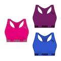 Kit Feminino Top Puma Nadador sem Costura - 3 Unidades ROSA/AZUL