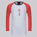 Camisa do Flamengo Plaga Manga Longa Infantil BRANCO