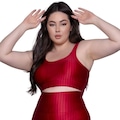 Top Fitness Plus Size New Zig 3D Vekyo com Bojo Removível VERMELHO