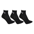 Meia Cano Médio Puma Logo - 3 Pares - Masculina PRETO