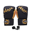 Luva de Boxe/Muay Thai Naja Extreme + Bandagem Extra - Adulto PRETO/OURO