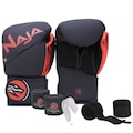 Luva de Boxe/Muay Thai Naja Extreme + Bandagem Extra - Adulto PRETO/VERMELHO