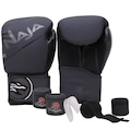 Luva de Boxe/Muay Thai Naja Extreme + Bandagem Extra - Adulto PRETO/PRETO