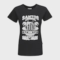 Camiseta Feminina Surf Center Santos Nascer, Viver e No Santos Morrer PRETO