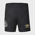 Calção Infantil Umbro Santos Oficial 2 2025 PRETO/AMARELO