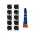 Kit 10 unidades remendo reparo 25 mm câmara de ar bike moto + Cola Vulcaflex PRETO