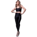 Conjunto Top e Calça New Zig 3D Fitness Vekyo Alta Compressão Feminina PRETO