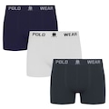 Kit 3 Cuecas Boxer Polo Wear Masculina AZUL