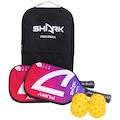 Kit Shark Pickleball 2 Raquetes 4 Bolas e 1 Capa de Transporte VERMELHO/ROXO