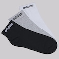 Kit 3 Pares de Meia Cano Médio adidas Logo Linear ESS PRETO/BRANCO/CINZA