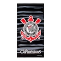 Toalha de Banho Corinthians Buettner Veludo 70X140 PRETO/VERMELHO