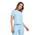 Camiseta Alto Giro Cropped Activewear 3 Feminina AZUL/BRANCO