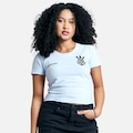 Camisa do Corinthians Baby Look Cropped Approve Feminina BRANCO