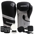 Kit Luva Boxe Muay Thai Elite Pretorian + 2 Par Bandagem + Bucal PRETO/PRATA