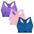 Top Puma Nadador sem Costura - 3 Unidades - Feminino ROSA/VERDE